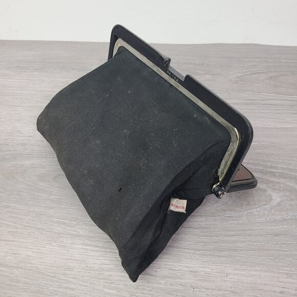 Vintage Tapestry Embroidered Clutch Black Floral Rose Kiss Closure - Picture 6 of 7